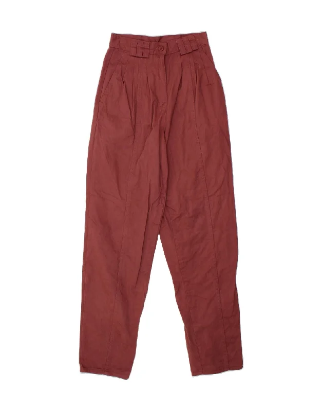 VINTAGE Womens Pegged Chino Trousers IT 40 Small W26 L31 Maroon Cotton Trousers Spring Floral VINTAGE Womens Pegged Chino Trousers IT 40 Small W26 L31 Maroon Cotton Trousers Spring Floral