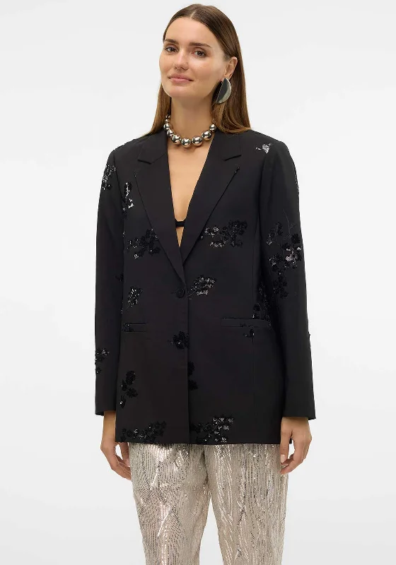 Vero Moda Mitra Sequin Blazer, Black Women's Brand Blazer