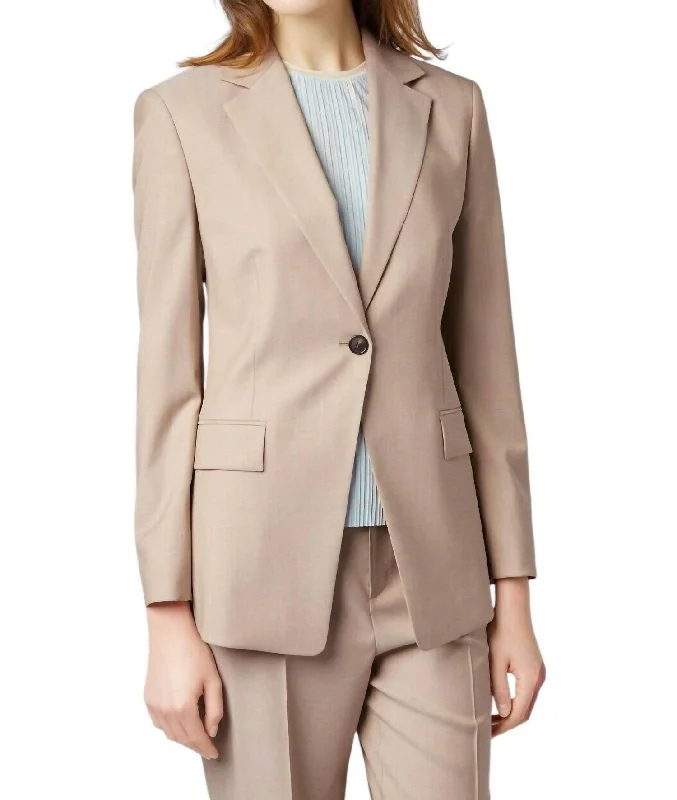 Women's Janera1 Virgin Wool Blazer Jacket In Beige Women's Simple Blazer