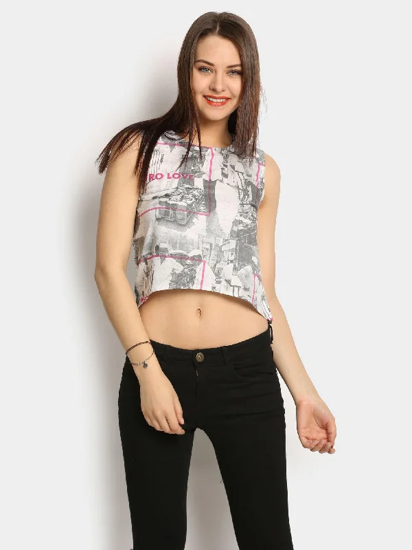 Akkriti by Pantaloons Women White Liva Printed Regular Fit Crop Top Wool Fabric Cashmere Fabric Tweed Fabric Akkriti by Pantaloons Women White Liva Printed Regular Fit Crop Top Wool Fabric Cashmere Fabric Tweed Fabric