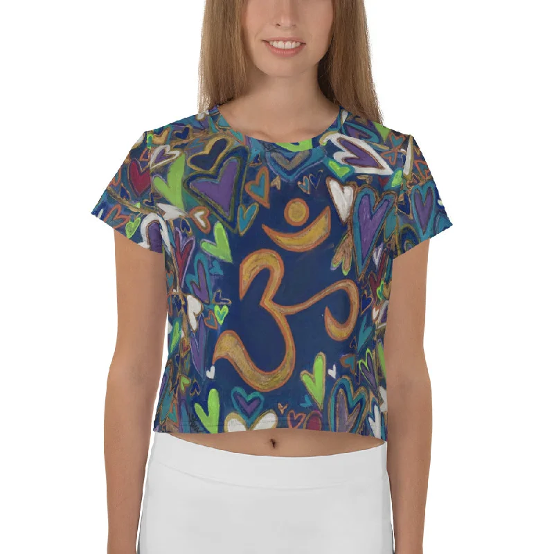 All-Over Print Crop Tee"Ohm & Hearts" Original Art by Stara Art Artist Tara Sinclair This stylish crop top is perfect for living your best life, inner peace and self love inspired ! Zippered Front Buttoned Front Snap Front All-Over Print Crop Tee"Ohm & Hearts" Original Art by Stara Art Artist Tara Sinclair This stylish crop top is perfect for living your best life, inner peace and self love inspired ! Zippered Front Buttoned Front Snap Front