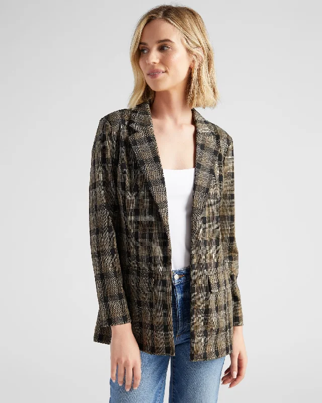 Plaid Boyfriend Blazer Plus Size Women's Coat