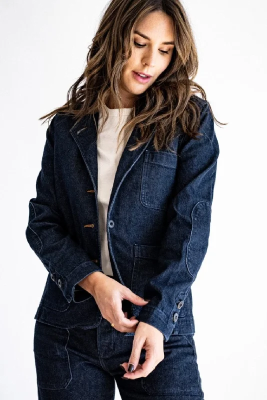 Scout Blazer | Denim Chore Blazer Ocean Linen Women's Suit