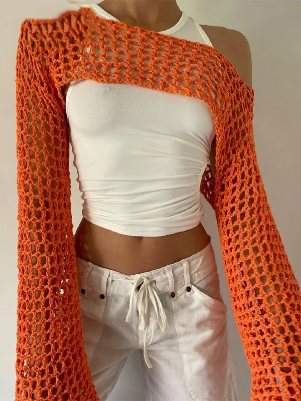 Summer Green Long Sleeve Smock Knitted Crop Top Women Y2k Beach Sexy Backless Houndstooth Herringbone Solid Summer Green Long Sleeve Smock Knitted Crop Top Women Y2k Beach Sexy Backless Houndstooth Herringbone Solid
