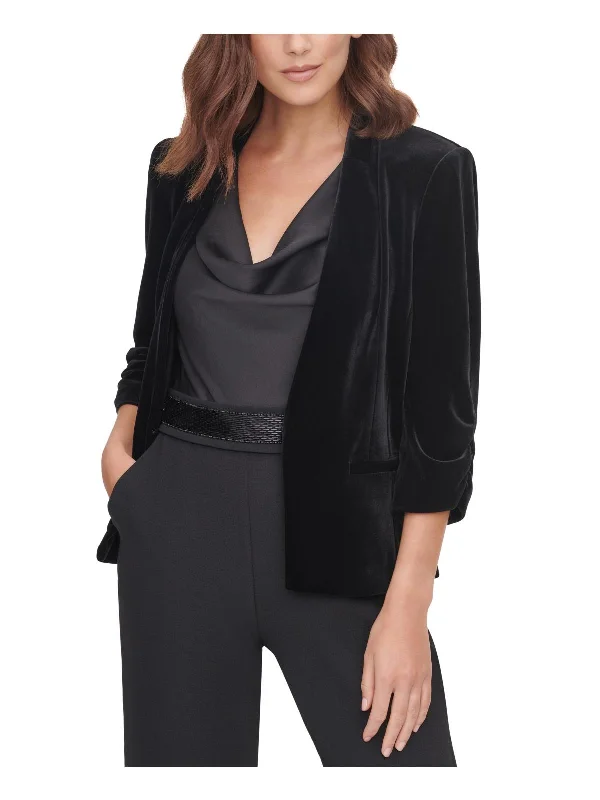 Womens Velvet Workwear Open-Front Blazer Women's Trendy Jacket