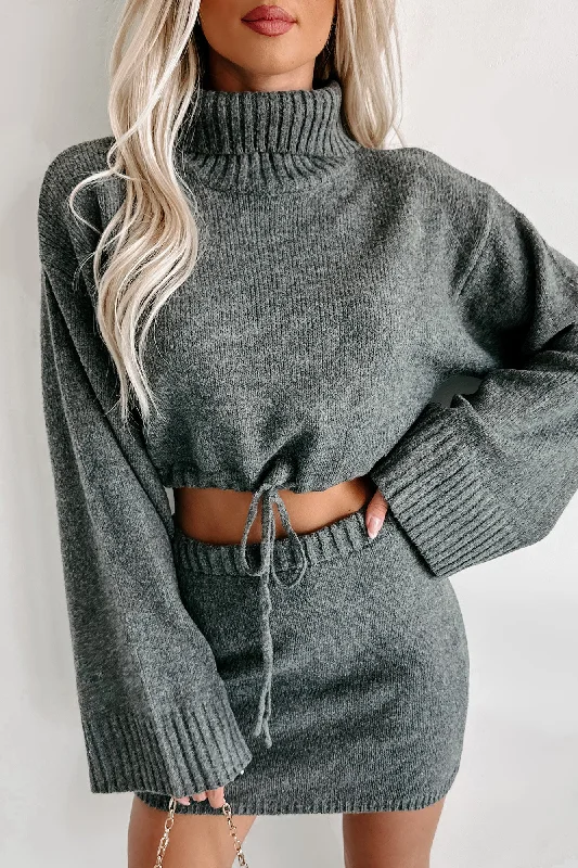 Change In The Weather Sweater Knit Crop Top & Skirt Set (Charcoal) Mesh Canvas Denim Change In The Weather Sweater Knit Crop Top & Skirt Set (Charcoal) Mesh Canvas Denim