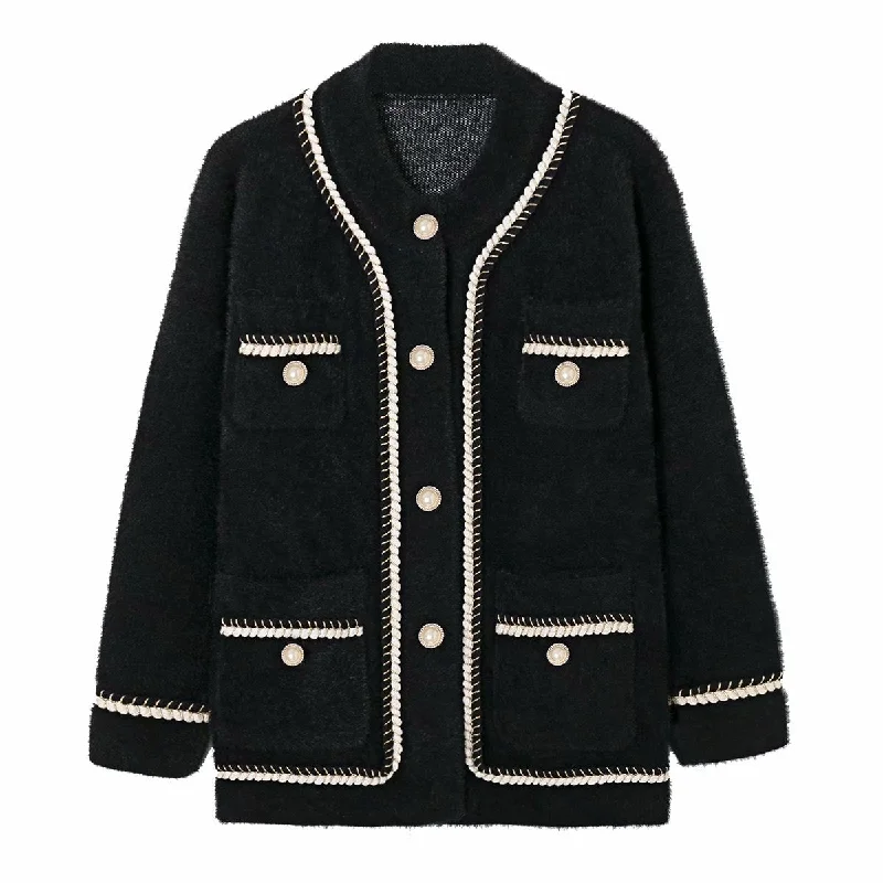 Autumn agaric lace contrast color small fragrance style women's cardigan sweater coat 1371 Cotton Fabric Linen Fabric Terry Fabric Autumn agaric lace contrast color small fragrance style women's cardigan sweater coat 1371 Cotton Fabric Linen Fabric Terry Fabric