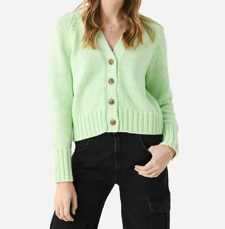 Cotton Rope Button Cardigan In Lime Cord Asymmetrical,ymmetric Pencil Cardigan