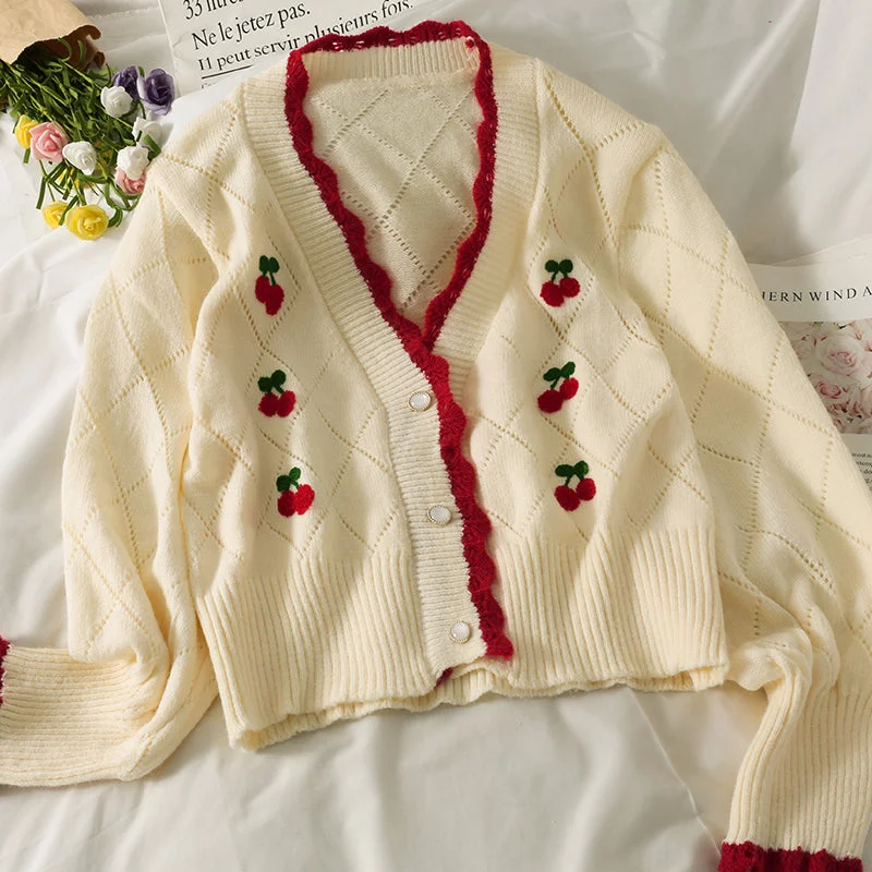 Cute cardigan cherry sweater  1481 Modern Contemporary chic
