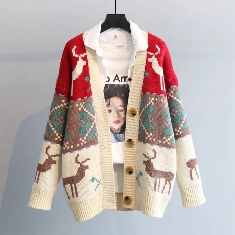 Cute cardigan fawn sweater  034 Stretchy Elastic Breathable