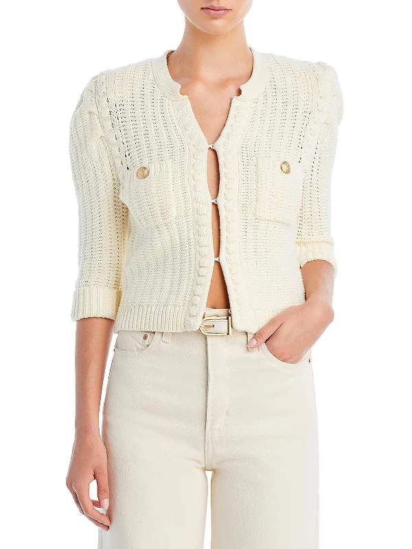 Delilah Womens Knit 3/4 Sleeves Cardigan Sweater Jersey Fabric Tulle Fabric Batik Fabric Delilah Womens Knit 3/4 Sleeves Cardigan Sweater Jersey Fabric Tulle Fabric Batik Fabric