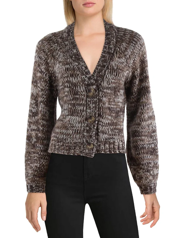 Este Womens Marled Bishop Sleeve Cardigan Sweater Slim Fit Regular Fit Oversized