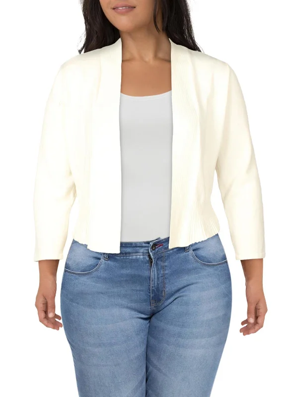 First Day Womens Ribbed Trim Layering Cardigan Sweater Neon metallic Matte