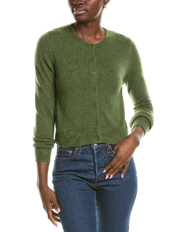 Forte Cashmere Cropped Cashmere Cardigan Tailored Straight A-Line