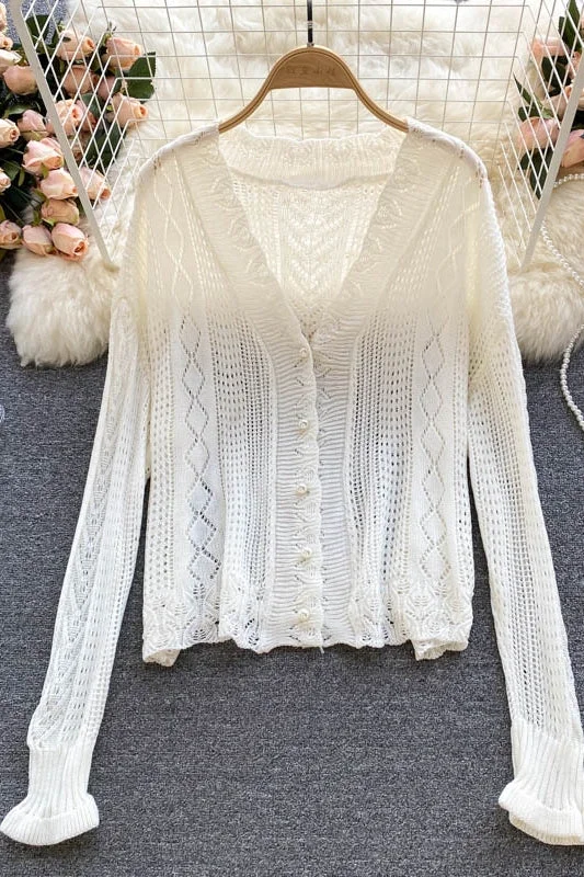 Gentle wind wear a vintage hook flower hollowed out knitted cardigan coat 1580 Iron Safe Non-Iron Wrinkle Free Gentle wind wear a vintage hook flower hollowed out knitted cardigan coat 1580 Iron Safe Non-Iron Wrinkle Free