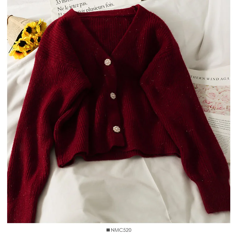 Han Fan loose and thin three button single breasted cardigan sweater 1784 Zippered Front Buttoned Front Snap Front Han Fan loose and thin three button single breasted cardigan sweater 1784 Zippered Front Buttoned Front Snap Front