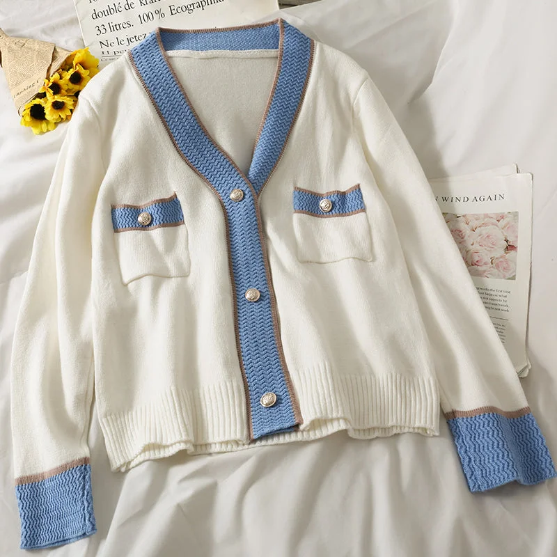 Han Fan stitched three button cardigan long sleeve sweater female 1820 Satin Blend Silk Blend Wool Blend Han Fan stitched three button cardigan long sleeve sweater female 1820 Satin Blend Silk Blend Wool Blend