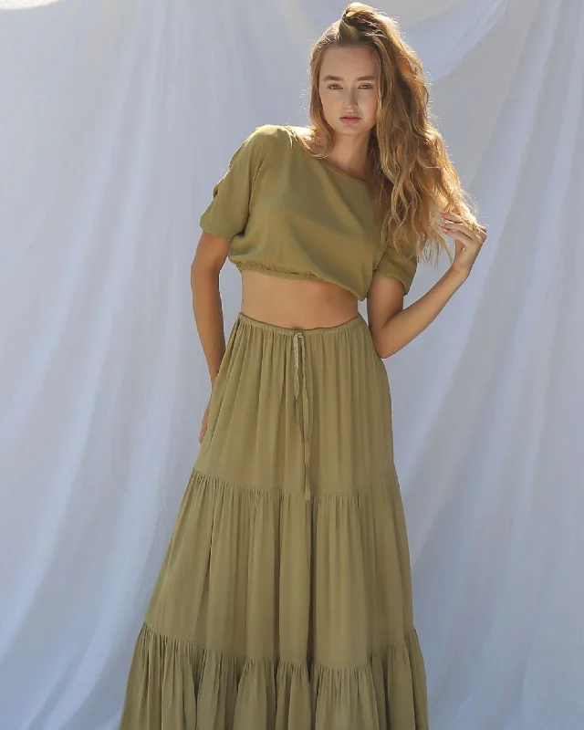 Paige Crop Top - Rio Olive Terry Blend Velvet Blend Canvas Blend