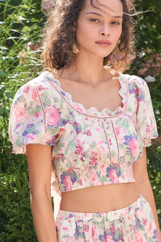 Karsten Crop Top Spandex Blend Rayon Blend Denim Blend