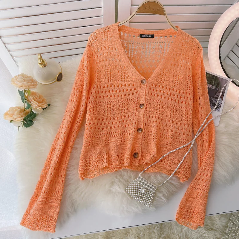 Knitted cardigan Vintage Crochet cut-out sunscreen long sleeve 1586 Handmade Hand-knitted Hand-woven Knitted cardigan Vintage Crochet cut-out sunscreen long sleeve 1586 Handmade Hand-knitted Hand-woven
