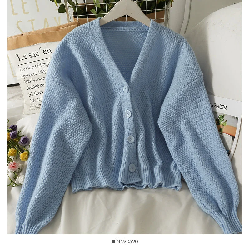 Knitwear solid color versatile outside cardigan sweater coat  1835 Thin Thick Dense