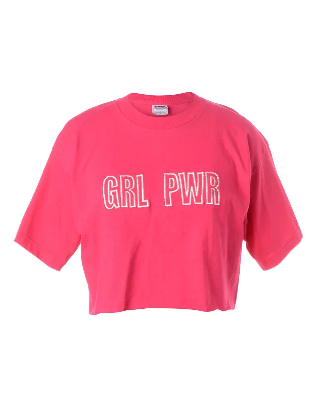 Label GRL PWR Crop Top Denim Fabric Leather Fabric Suede Fabric
