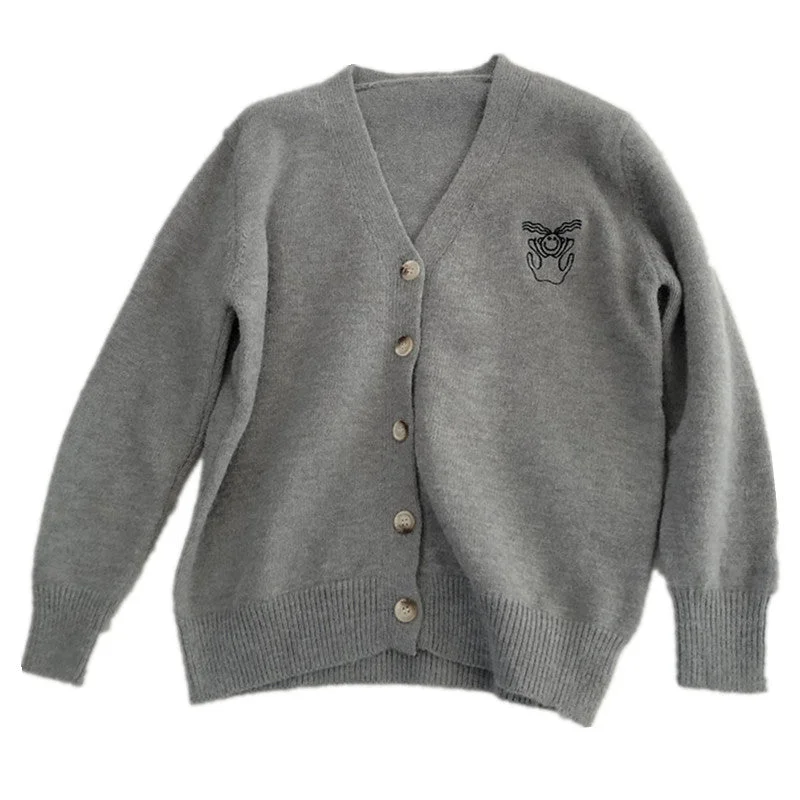 Lazy, little embroidery V-neck cardigans, loose design sweaters 1432 Spandex Blend Rayon Blend Denim Blend Lazy, little embroidery V-neck cardigans, loose design sweaters 1432 Spandex Blend Rayon Blend Denim Blend