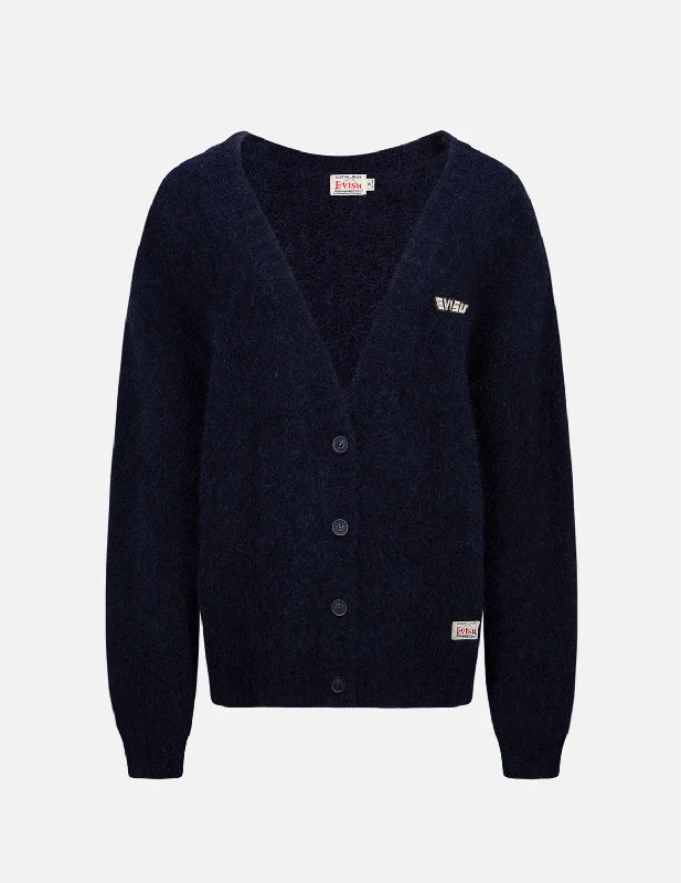 Logo Badge Fluffy Cardigan Elegant Classic Vintage