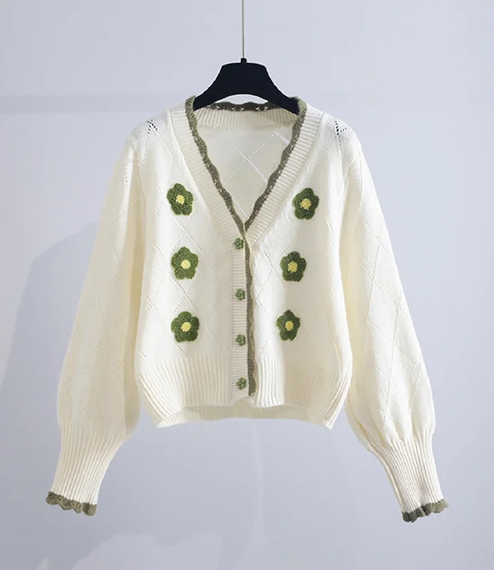 Lovely flowers long sleeve cardigan sweater  140 Modern Contemporary chic
