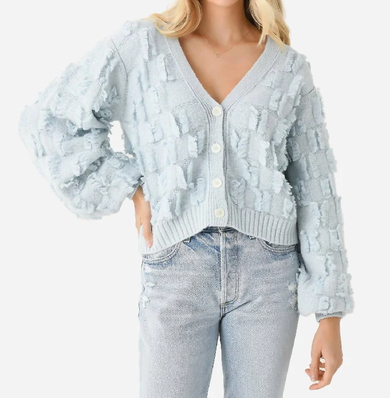 Luella Cardigan In Powder Lightweight Heavyweight Midweight