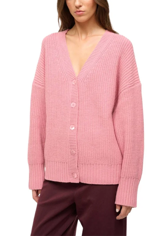 Matilda Cardigan In Damask Pink Elegant Classic Vintage