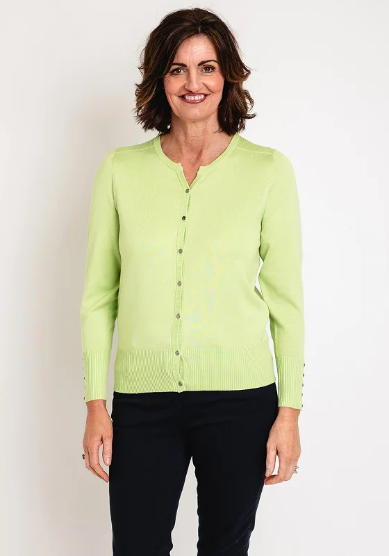 Micha Round Neck Fine Cardigan, Green Satin Fabric Silk Fabric Chiffon Fabric