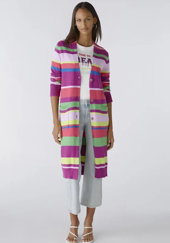 Oui Striped Knitted Longline Cardigan, Lilac Green Button Cardigan Zip Cardigan Pullover Cardigan Oui Striped Knitted Longline Cardigan, Lilac Green Button Cardigan Zip Cardigan Pullover Cardigan