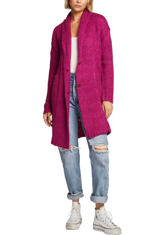Oversized Cardigan In Raspberry Stylish Fashionable Trendy