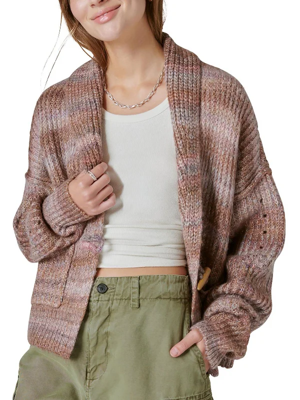 Petites Womens Striped Casual Wear Cardigan Sweater Satin Fabric Silk Fabric Chiffon Fabric Petites Womens Striped Casual Wear Cardigan Sweater Satin Fabric Silk Fabric Chiffon Fabric