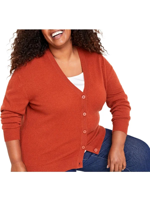 Plus   Womens Cashmere Button Down Cardigan Sweater Lace Blend Ribbed Blend Corduroy Blend