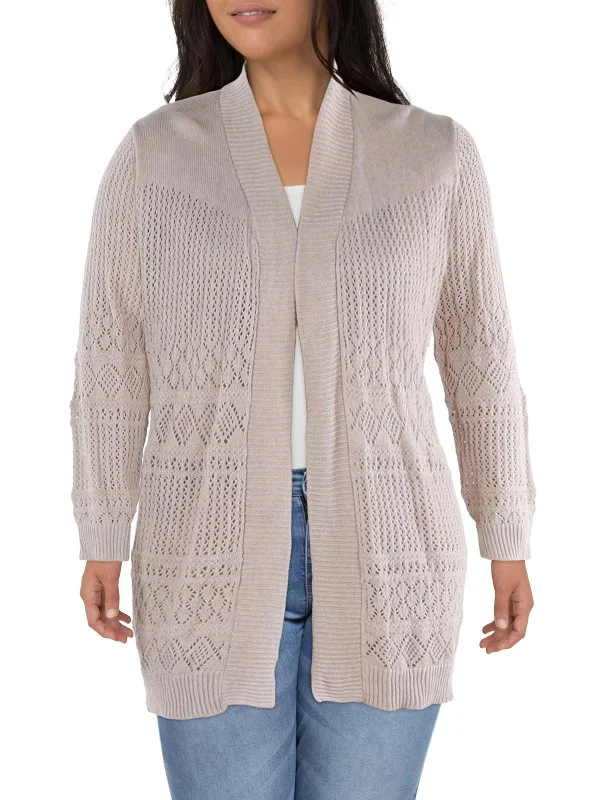 Plus Womens Crochet Eyelet Cardigan Sweater Nylon Fabric Polyester Fabric Spandex Fabric Plus Womens Crochet Eyelet Cardigan Sweater Nylon Fabric Polyester Fabric Spandex Fabric