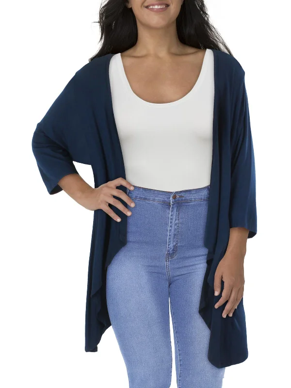 Plus Womens Layering Cardigan Duster Sweater Collared Crew Neck Turtle Neck