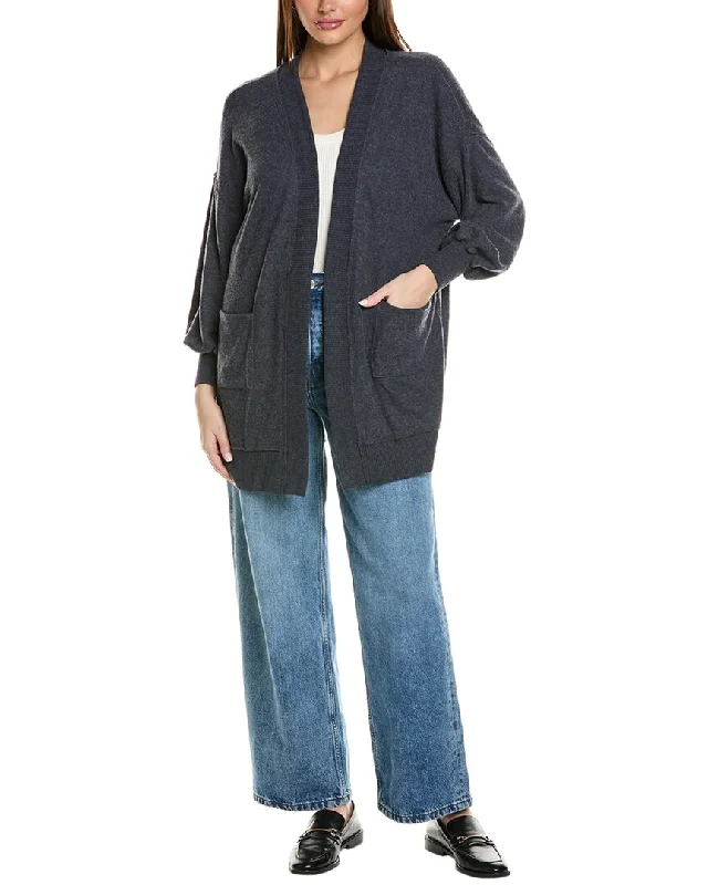 Project Social T Just Relax Heathered Cozy Seamed Cardigan Boat Neck Shawl Collar Notched Collar