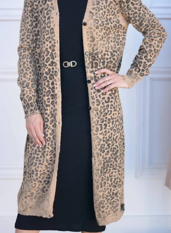 Rue Leopard Cardigan Crew Neck V-Neck Turtle Neck