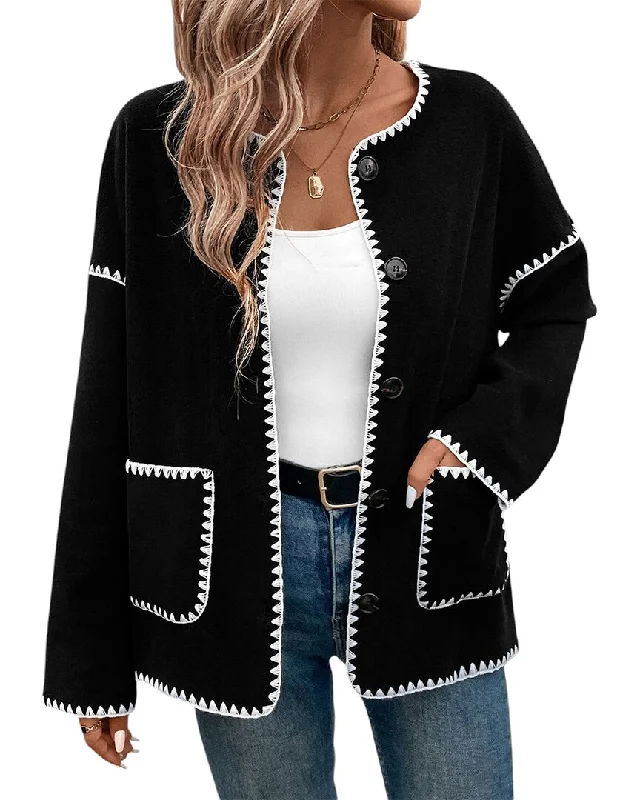 Sarah Woodz Cardigan Cable Knit Ribbed Knit Lace Knit