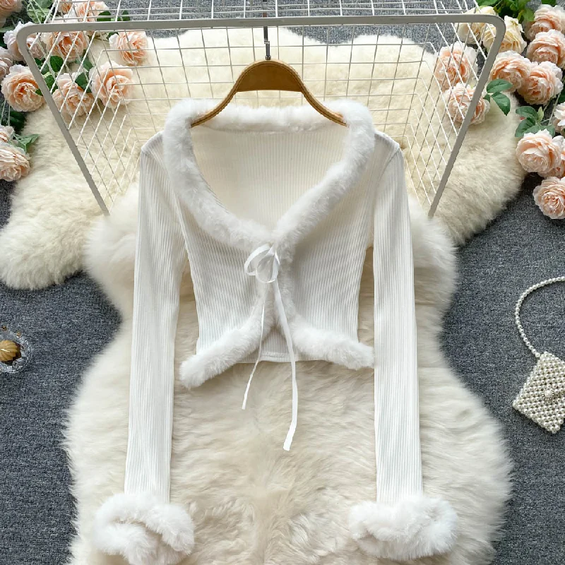 Slim fit short lace up cardigan top  1626 Mesh Cardigan Canvas Denim