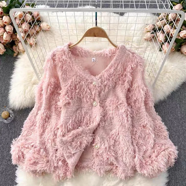 Socialite, high quality cardigans, new, trendy, soft, plush, sweet all-match cardigans, coat tops 1391 Knit Fabric Woven Fabric Fleece Fabric Socialite, high quality cardigans, new, trendy, soft, plush, sweet all-match cardigans, coat tops 1391 Knit Fabric Woven Fabric Fleece Fabric