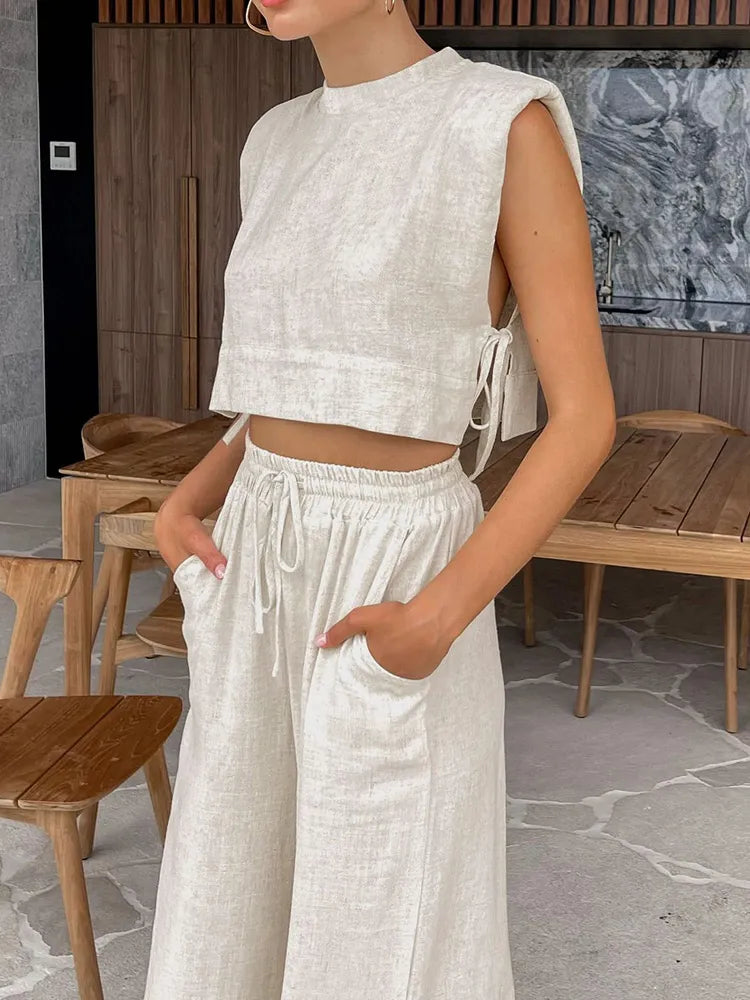 Spring Summer 2023 Women Holiday Linen Pant Set Crop Tops Solid Outfits 2 Silk Blend Satin Velvet Spring Summer 2023 Women Holiday Linen Pant Set Crop Tops Solid Outfits 2 Silk Blend Satin Velvet