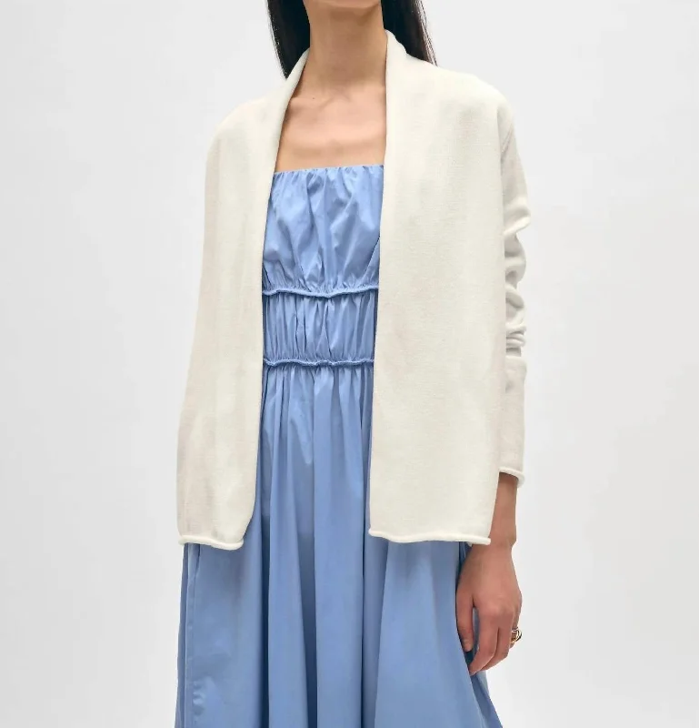 Superfine Organic Cotton Mini Trapeze Cardigan In White Layered Multi-layer Single Layer Superfine Organic Cotton Mini Trapeze Cardigan In White Layered Multi-layer Single Layer