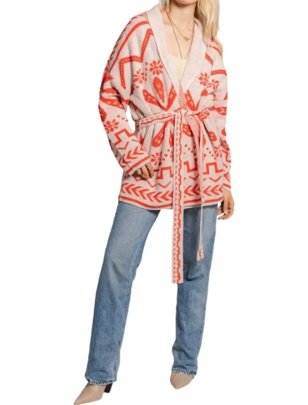 Sweater Cardigan In Aztec Oversized Loose Flowy