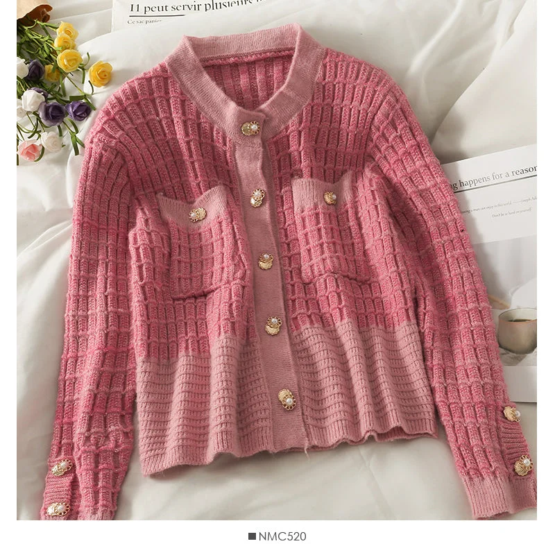 Sweater women's round neck single breasted cardigan slim fit 1827 Velvet Chenille Corduroy Sweater women's round neck single breasted cardigan slim fit 1827 Velvet Chenille Corduroy