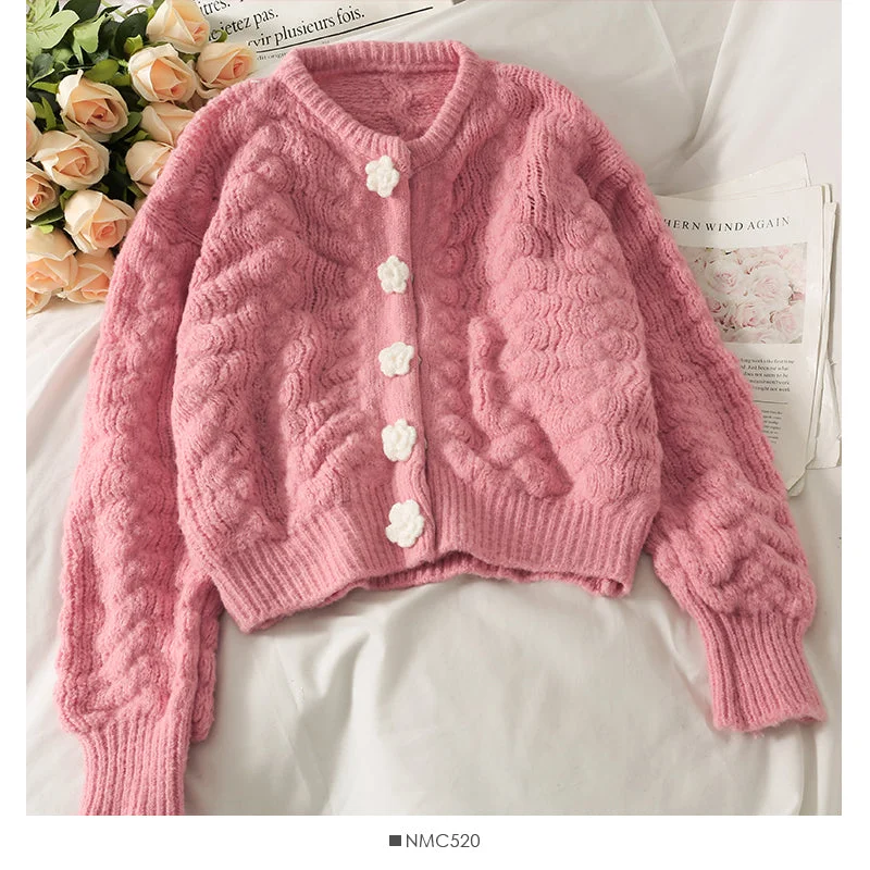 Sweet wind three-dimensional flower single breasted cardigan sweater female 1705 Asymmetrical,ymmetric Pencil Cardigan Sweet wind three-dimensional flower single breasted cardigan sweater female 1705 Asymmetrical,ymmetric Pencil Cardigan