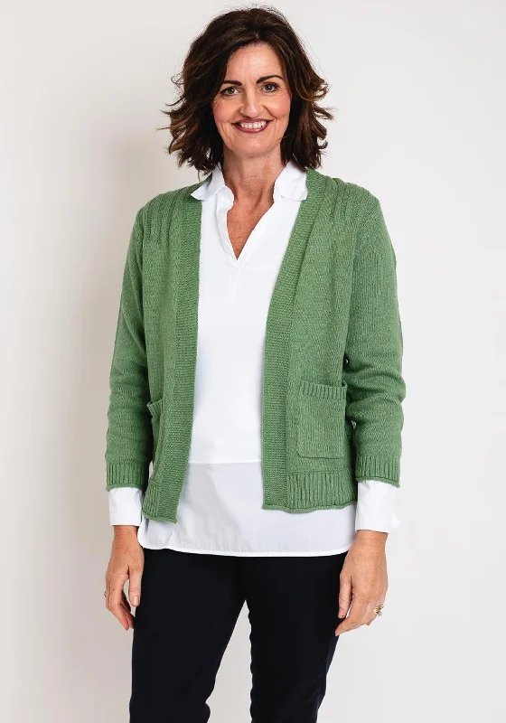 White Stuff Tula Knit Cardigan, Mid Green Fleece Fabric Down Fabric Feather Fabric