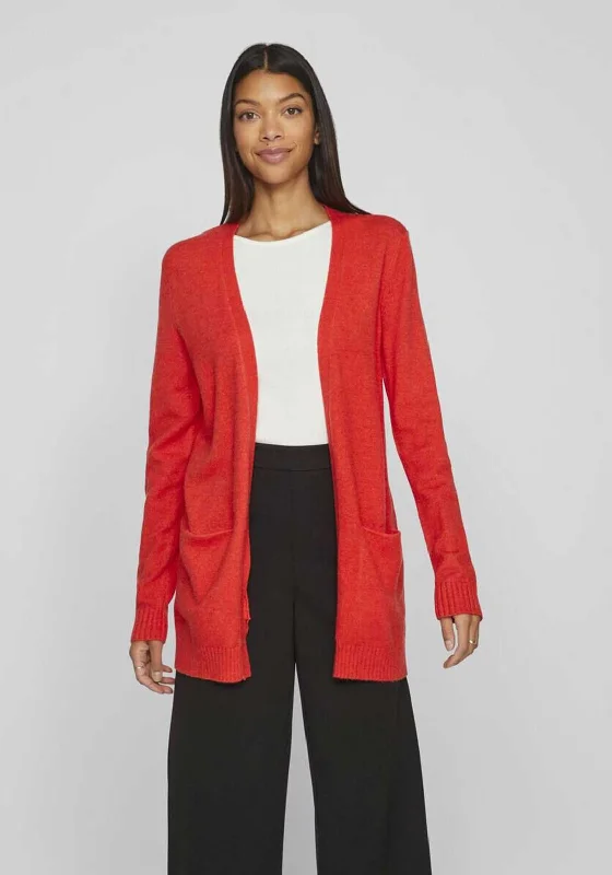 Vila Ril Long Open Knit Cardigan, Poppy Red Nylon Fabric Polyester Fabric Spandex Fabric Vila Ril Long Open Knit Cardigan, Poppy Red Nylon Fabric Polyester Fabric Spandex Fabric